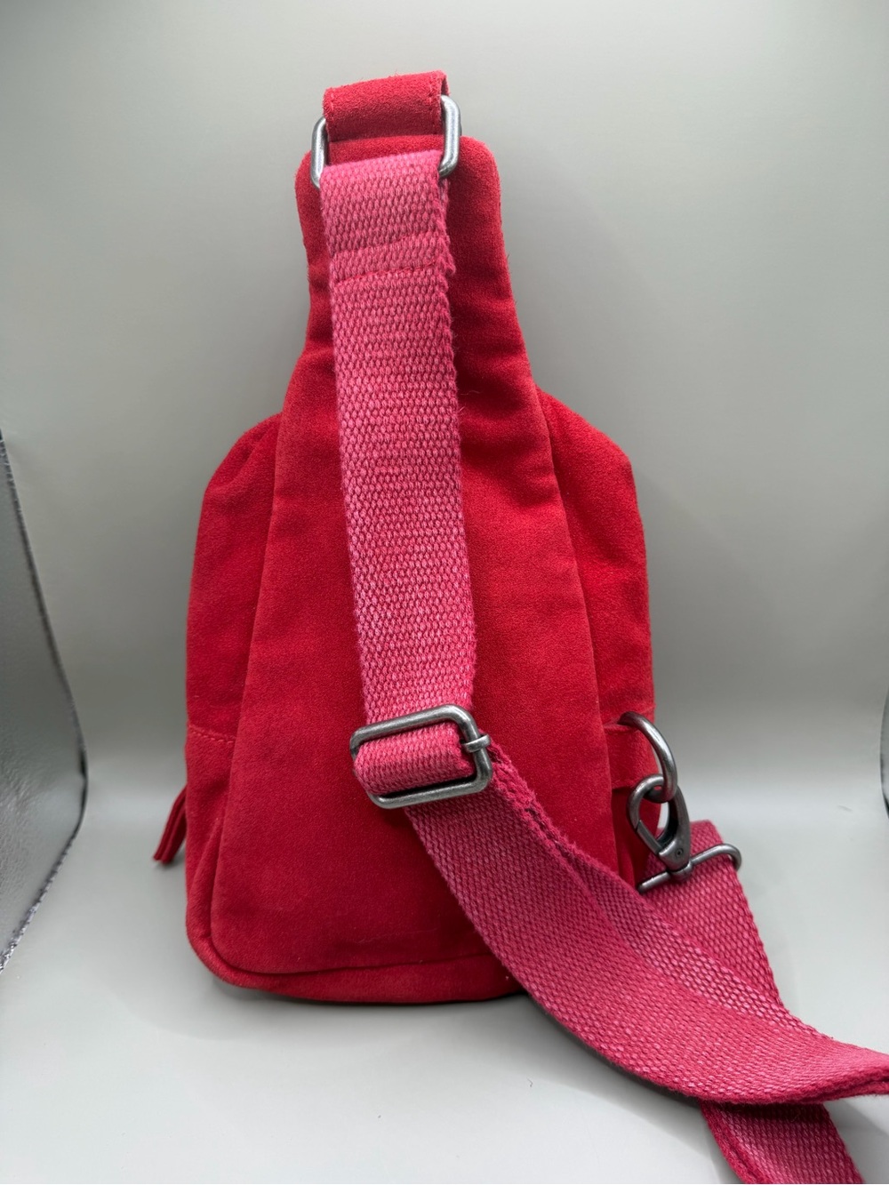 Free People Red Suede Sling Backpack Crossbody Bag - Picture 3 of 5